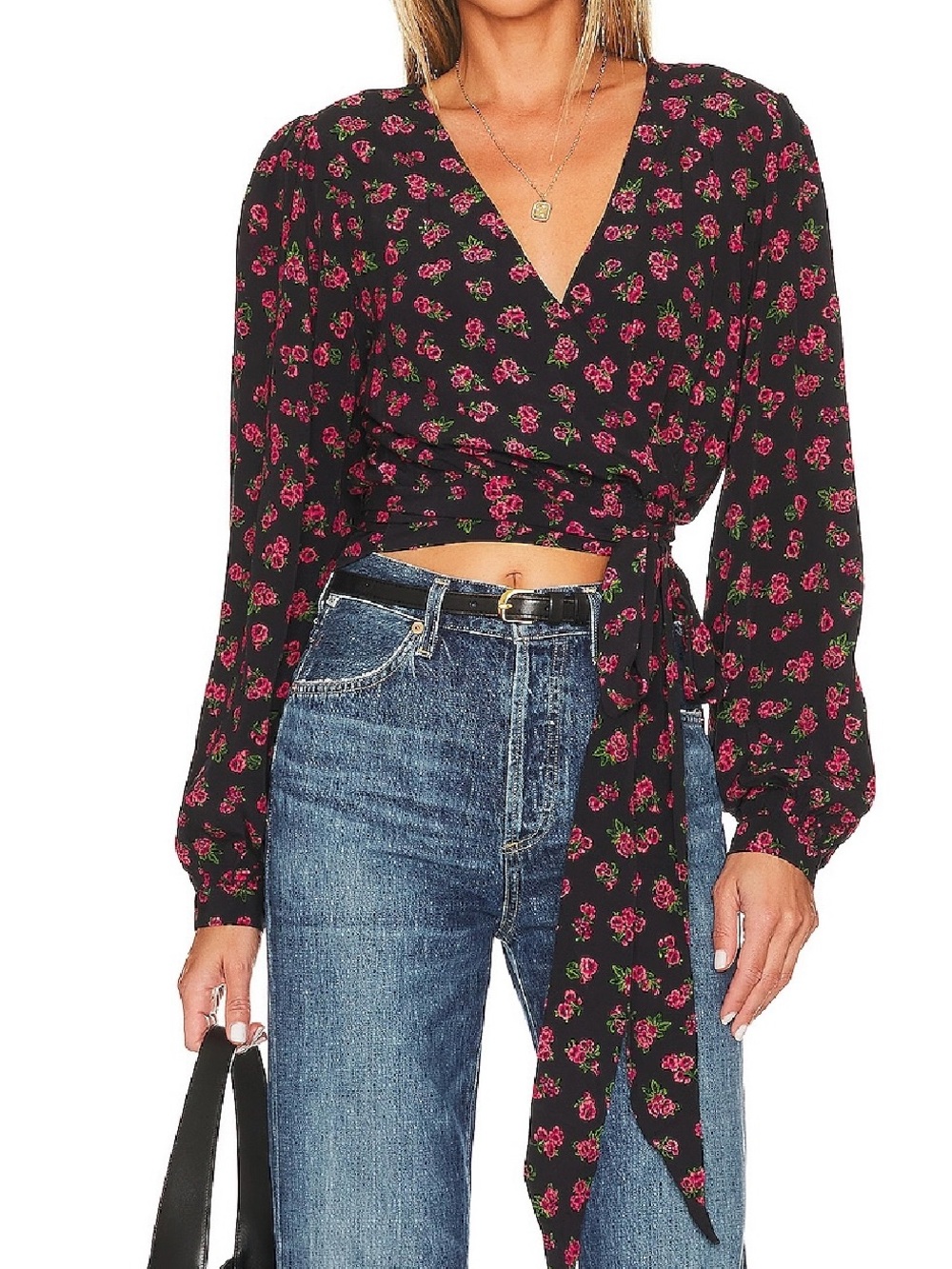 Lovers & Friends Kelly Top in Vivi Floral Wrap Blouse Size Small